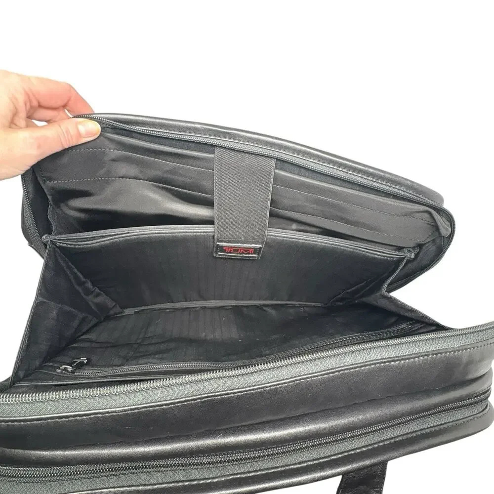 Tumi Alpha Organizer Black Leather Portfolio Briefcase Carry-On NWOT Monogrammed